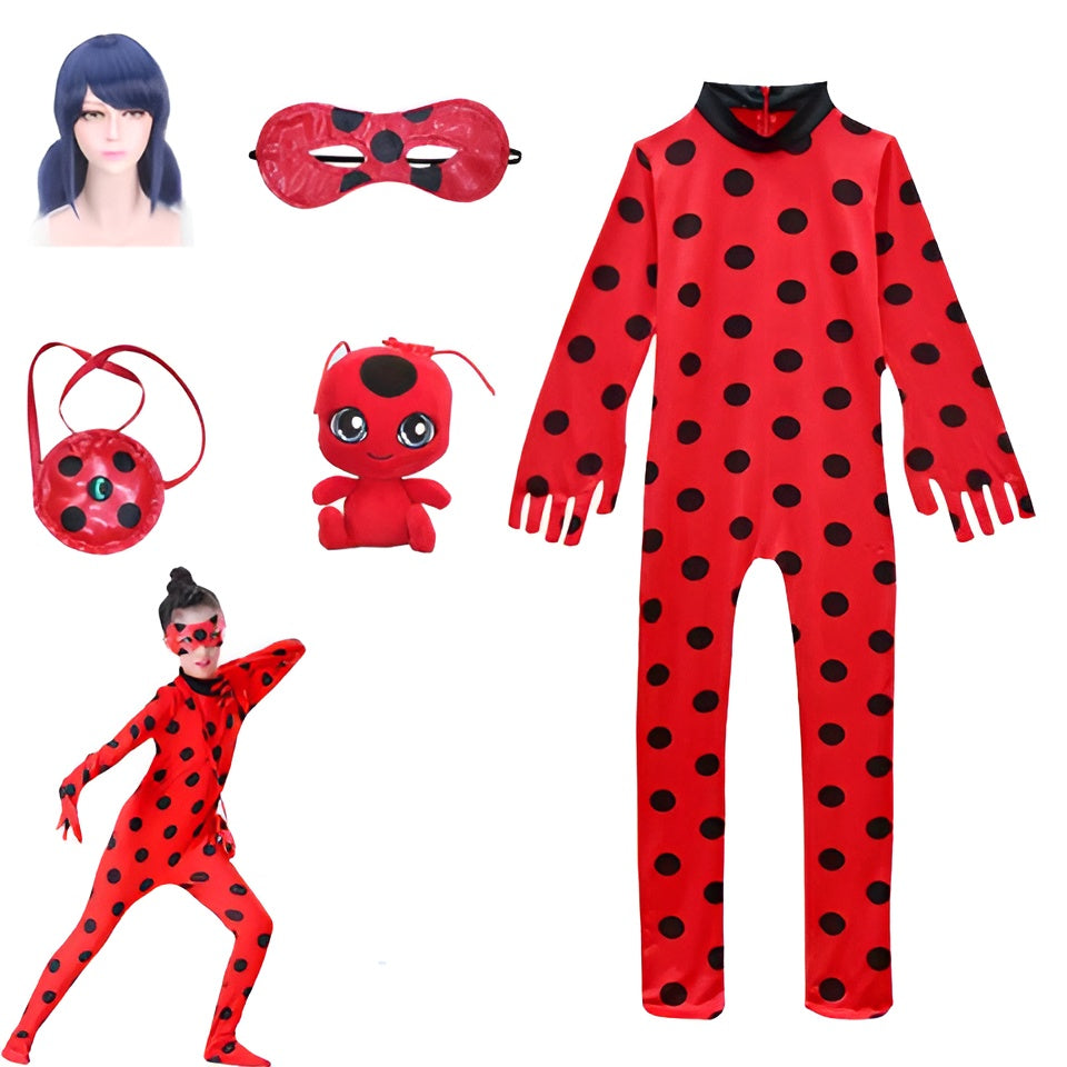 Fantasia Ladybug Com Peruca e Acessório de Brinde